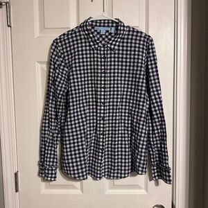 Draper James Navy and White Plaid Shirt